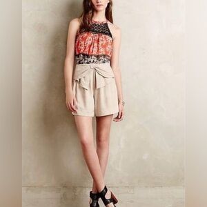 MEADOW RUE Women Top Small Red Black Eyelet Sheer Boho Casual Summer Outdoor